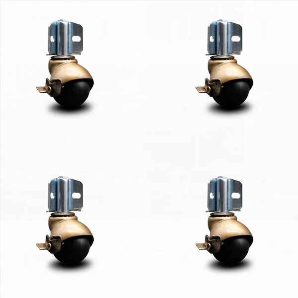 Service Caster 2 Inch Windsor Antique Ball Caster with Brake - Corner Mount Bracket, 4PK SCC-GR01S20-POS-WA-SLB-716-4-CB90-4 - main